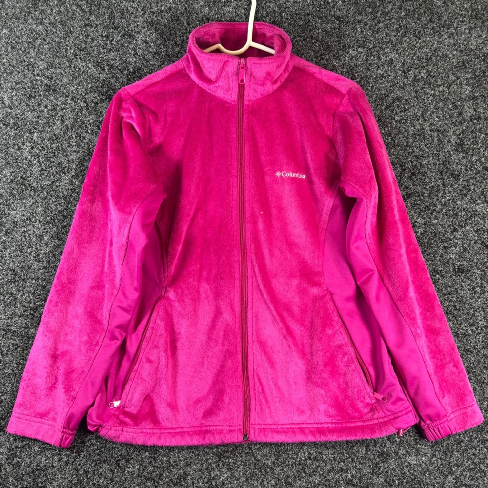 Columbia Omni-Heat Fleece Jacket Womens Medium Pink Full Zip Thermal Hiking Coat